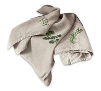 LOBERON Lot de 3 torchons Herbal Gardens - lin - H/L env. 70/50 cm - blanc/vert, beige/vert