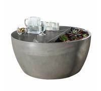 Loberon New Plévin Table basse design moderne pour intérieur et extérieur Imperméable Salon de jardin Table de terrasse en ciment Gris foncé