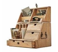 Loberon Organiseur Shane Marron - Rangement de Bureau en Bois de manguier - sur Une Coiffeuse, Une étagère ou pour Votre Maquillage - Pliable, avec verrou - 25x40x25cm, Marron