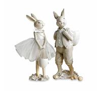 Loberon Perpignan Lot de 2 Lapins - Adorables et très détaillés - Joyeuses Figurines de Lapins, Beige