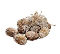 Loberon Raylan Lot de 9 œufs de Pâques - Décoratif et Naturel - en Bois de manguier, Marron
