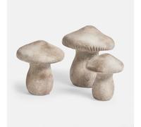Loberon Rynmor Lot de 3 Champignons - Modèles délicats en Ciment - pour Un intérieur au Style Naturel, Gris Vieilli