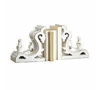 Loberon Sami Lot de 2 Serre-Livres - Forme ornementale - Finition Blanc Vieilli, Blanc Vieilli