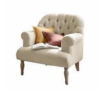 Loberon Shambrook Fauteuil - Élégant capitonnage Chesterfield - Structure tissée délicate, Lin