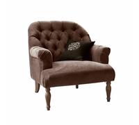 Loberon Shambrook Fauteuil - Élégant capitonnage Chesterfield - Structure tissée délicate, Marron foncé