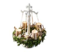 Loberon Support pour Couronne Antwan | Déco de Noël Support Couronne de l'Avent | en Fonte Massive | Embout Amovible | Blanc Vieilli | 53 cm, Blanc Vieilli