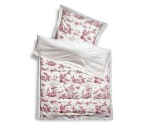 Loberon Toile Rouge Parure de lit - Pur Coton - Motifs Traditionnels de Toiles de Jouy, Blanc/Rouge