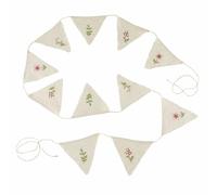 Loberon Viyan Guirlande de fanions - Brodée Main - Fanions en Lin, Beige