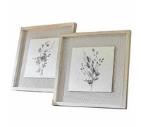 Loberon Ylivane Lot de 2 Tableaux - Papier recyclé - Revêtement en Lin complémentaire, Blanc