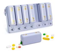 LOBIUTIYA Pilulier hebdomadaire 2 fois par jour, matin et soir, pilulier de voyage 7 jours pour supplément de vitamines, médicaments, huile de poisson, pilulier bleu deux fois par jour avec une