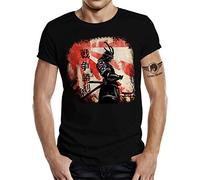 LOBO NEGRO T-Shirt Samouraï Japonais - Fans de Tokyo et Arts Martiaux - Style Japon Traditionnel, M