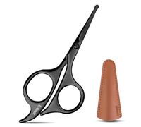 Lobodt Ciseaux à poils de nez noirs de 11,9 cm avec pointe arrondie pour couper les petits détails des poils du visage, des oreilles, des sourcils, de la salle de bain, des soins personnels, de la