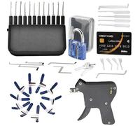 Loboo Idea Kit d'outils d'ouverture de serrure de porte, pistolet de crochetage de serrure et crochets avec kit de crochetage de cadenas d'entraînement pour débutant et formation de serrurier (outil