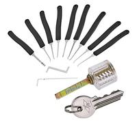 Loboo Idea Lot de 11 outils de crochetage de serrure de qualité supérieure, y compris 9 crochets de crochetage et 2 clés de tension pour serruriers débutants et professionnels (11 outils, avec serrure