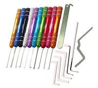 Loboo Idea Lot de 17 outils de crochetage de serrure Kaba Multicolore 10 crochets de crochetage et 7 clés de tension, fonctionne pour serrure à double extrémité