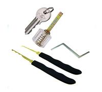 Loboo Idea Lot de 4 outils de crochetage de serrure de qualité supérieure, y compris 2 crochets, une clé de tension et une serrure à cylindre pour serruriers débutants et professionnels