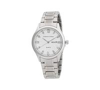 Lobstein & Söhne® Montre avec cadran analogique pour 12 heures, étanche jusqu'à 3 ATM, fermeture réglable, pile et emballage, pour la mode et les loisirs, Léopold - Argenté/blanc, Classique