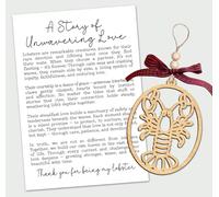 Lobster Ornament - Carte « A Story of Unwavering Love » - Silhouette de homard en bois - Symbole de fidélité et de fidélité - Souvenir romantique célébrant un compagnon de vie