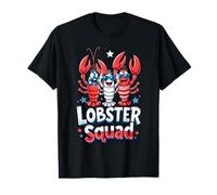 Lobster Squad Funny Patriotic Lobster American Flag Seafood T-Shirt