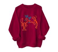 Lobster Sweat à capuche rétro et à motifs pour femme Sweat à capuche en polaire pour femme, Bordeaux, S