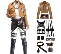 LOBTY Anime AOT Cosplay Costume Déguisement de Survey Corps Veste et Ceinture Scout Regiment Cosplay Uniforme de Combat Halloween Carnaval Noël Fête Performance Costume pour Adulte