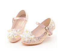 LOBTY Chaussures de Princesse pour Fille Mary Jane Paillettes Cristal Talons Hauts Enfants Chaussures Ballerines Sandales Mariages Boule Anniversaire Fête Noël Halloween Carnaval Rose EU27-38