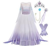 LOBTY Elsa 2 Costume Dress Princesse Costume Robe avec Accessoires Fête d'anniversaire Cosplay Déguisement Violet 140cm