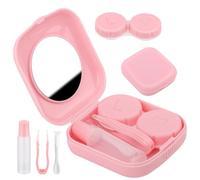 LOBVABA Étui pour Lentilles de Contact, Portable Étui de Lentilles de Contact avec Miroir, Mini Boîte pour Lentilles de Contact, pour La Maison Ou Les Voyages (Couleur Rose)