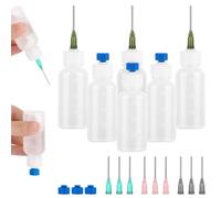 LOBVABA Flacon Aiguille 30ml，Lot de 24 Applicateur de Bouteille Aiguille Aiguilles de Dosage et Capuchons，Flacon de Colle à Pointe d'Aiguille，Applicateur de Bouteille à Aiguilles pour Artisanat，Colle