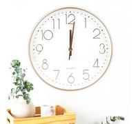 LOBVABA Horloge murale ronde à quartz - 30 cm - Silencieuse - Sans tic-tac - Moderne et silencieuse - Horloge murale décorative ronde - Pour l'école, le bureau, le salon, la cuisine