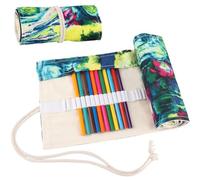 LOBVABA Trousse à Crayons à 72 Trous, Étui à Crayons en Toile, Trousse Crayon de Couleur Enroulable, Pencil Case, Portable Sac a Crayon de Toile, Pochette pour Crayons, pour Artiste, École, Bureau