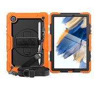 Lobwerk Coque 4 en 1 pour Samsung Tab A8 X200 X206 10,5 Protection extrême + trépied Orange