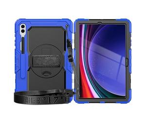 Lobwerk Coque de protection 4 en 1 pour Samsung Galaxy Tab S9 FE Plus+ X610/X616 2023 12,4" + fonction support + bandoulière