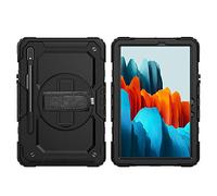 Lobwerk Étui de Protection 4 en 1 avec dragonne pour Samsung Galaxy Tab S7 T-870 T-875 11" Noir