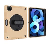 Lobwerk Étui de Protection 4 en 1 pour Apple iPad Air 4 4ème génération A2072/A2316/A2324/A2325 10,9" avec Fonction Support et poignée Doré