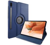 Lobwerk Étui de Protection Fin pour Samsung Tab S7+ Plus Tab S T970 T975 S7 FE SM-T730 avec Fonction Support et Fonction Veille Automatique Bleu