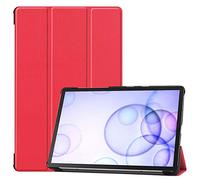 Lobwerk Étui Smart Cover avec Fonction Support et Mise en Veille Automatique pour Samsung Galaxy Tab S6 SM-T860 10,5" Rouge