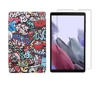 Lobwerk Set 2 en 1 pour tablette Samsung Galaxy Tab A7 Lite 2021 SM-T220 SM-T225 8,7" avec coque intelligente + verre de protection avec fermeture magnétique de veille/réveil automatique
