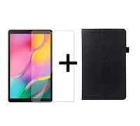 Lobwerk SM-T510 SM-T515 Étui de Protection 2 en 1 pour Galaxy Tab A 10,1" avec Fonction Veille/réveil Automatique + Verre de Protection Noir