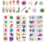 Loc-3 Pcs Fleur Séchée Ongle Deco Ongle Gel Printemps Fleurs Séchées Naturelles Colorée 18 * 13 * 1,2 Cm Pour Art Ongles Papeterie Invitations De Mariage Enveloppes Chandeliers Savon Scrapbookin