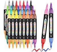 Loc-48 Couleurs Feutre Acrylique, 24 Pièces Stylos Acryliques À Double Pointe, Acrylic Paint Marker, Marqueurs Acryliques For Stone, Canvas And Wood.
