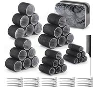 Loc-52 Pièces Bigoudis Cheveux Set,30 Rouleaux Cheveux Chauffant Heatless Curling Avec 5 Tailles 60mm 48mm 36mm 25mm 15mm Avec 20 Pinces À Cheveux Et 1 Peigne Pour Tous Les Cheveux Courts,Moyens Ou Lo