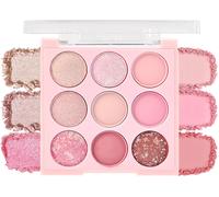Loc-9 Couleurs Palette De Fard A Paupiere,Rosé Ombre A Paupiere Crème Mat Pailletée,Poudre Fine,Longue Tenue Fard À Paupières Imperméable,Hautement Pigmentées,Maquillage Pour Les Yeux Des Femmes-02