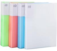 Loc-A4 Porte Vue 80 Vues,Porte Document A4 Avec Pochette Plastique,Pochette A4 Protege Document Pour Les Écoles,Les Présentations,Les Documents Financiers D'assurance Et Les Entretiens-4 Pack