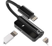 Loc-Adaptateur Iphone Jack(2En1)Certifié Mfi Lightning Ecouteur Chargeur Double Pr Accessoire Cable Voiture Casque Audio Câble Pour 14 13 12 11 Pro 7 8 Plus X Se Xs Xr Ipad 2 Air Aux Adapter