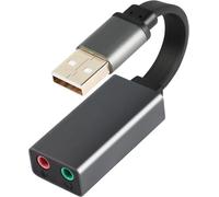 Loc-Adaptateur Usb 2.0 Double Canal Externe Carte Son Ruban Plat Usb Stéréo Externe Avec Pr Jack 3,5 Mm Pour Haut-Parleur/Casque Et Microphone Pour Ordinateurs Portables,Écouteurs,Etc.