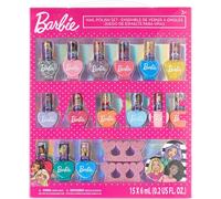 loc-Barbie Movie 18 Pièces Ensemble De Maquillage À Base D'Eau Pour Enfants,Comprend 15 Vernis À Ongles Avec 2 Espaceurs À Orteils Et 1 Fichier À Ongles Pour Les Filles De 3 Ans Et Plus,Par