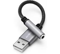 Loc-Câble Adaptateur Audio Usb Vers Pr Jack 3,5 Mm,Convertisseur Stéréo Usb Mâle Vers Pr Auxiliaire 15 Cm Avec Puce Haute Résolution Pour Casque,Haut-Parleurs,Aux De Voiture(Gris)