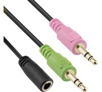 Loc-Câble Adaptateur De Casque Micro 2X 3,5Mm À 1X Prise Jack,Compatible Smartphone,Tablette,Ordinateur Portable,Lecteur De Musique,Longueur 20Cm