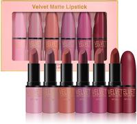 Loc-Coffret De 6 Couleurs De Rouge À Lèvres Mat Kit De Rouge À Lèvres Velours Imperméable Et Longue Durée Coffret De Rouge À Lèvres Velours Lisse Avec Boîte Cadeau